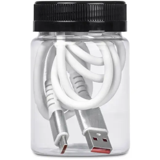 Altitude Capsit Fast Charge USB-A to Type-C Charging Cable in Jar Solid White Jar